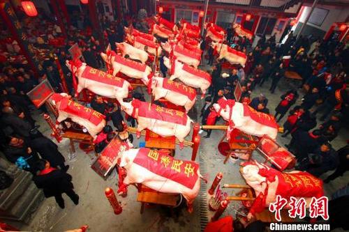 中国侨网浙江省台州市非物质文化遗产名录“比大猪”现场 蒋友亲 摄