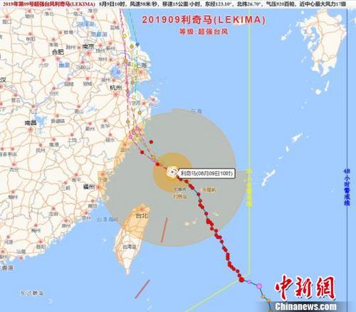 中国侨网图为：台风“利奇马”路径图。供图