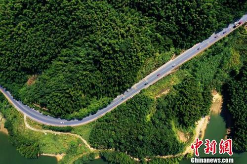 中国侨网8月16日,无人机航拍下的江西省萍乡市芦万武旅游公路。 刘占昆 摄