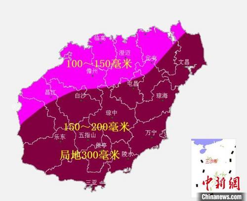 中国侨网10月12日8时~15日8时过程累积雨量预报图。海南省气象服务中心 供图