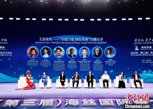 中国侨网第三届“海丝”国际茶文化论坛系列活动之一的“幸福宁德 绿色发展”主题分享现场。 叶茂 摄