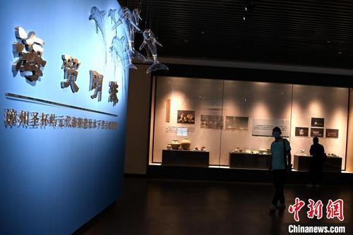 中国侨网9月21日,海贸明珠——漳州圣杯屿元代海船遗址水下考古成果展在福建省漳州市博物馆开幕。 张金川 摄