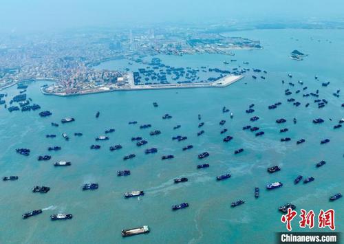 中国侨网石狮市祥芝国家中心渔港渔船浩浩荡荡地开赴渔场,开启新一轮捕捞作业。 中新网记者 王东明 摄