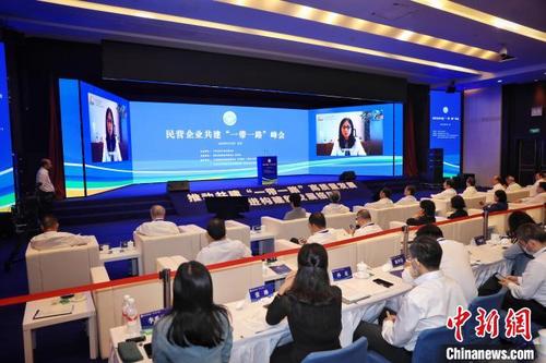 中国侨网8月30日,首届民营企业共建“一带一路”峰会采取“主会场+分会场”视频会议形式召开。图为北京主会场。 李雪峰 摄