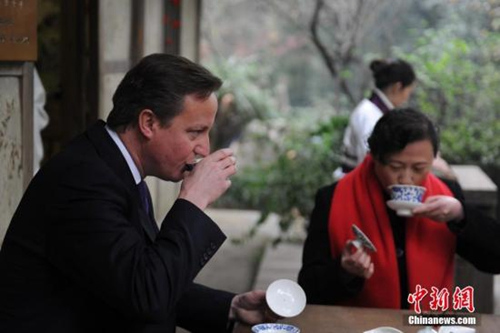 英国首相卡梅伦品尝中国茶
