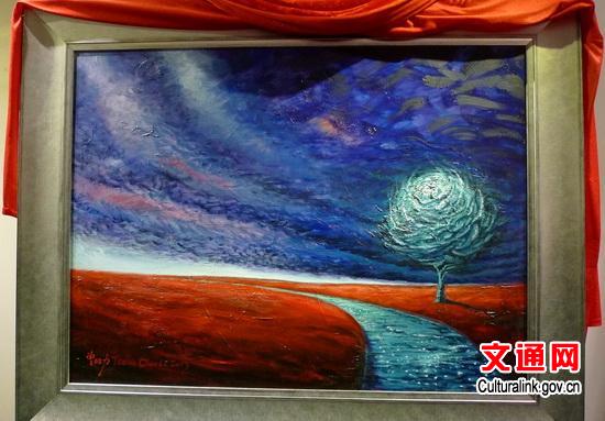 中国侨网被新西兰总理办公室收藏的曾昭力作品。