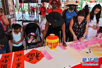 中国侨网南非民众参与南非中国年口号征集活动。（郭兴华 摄）