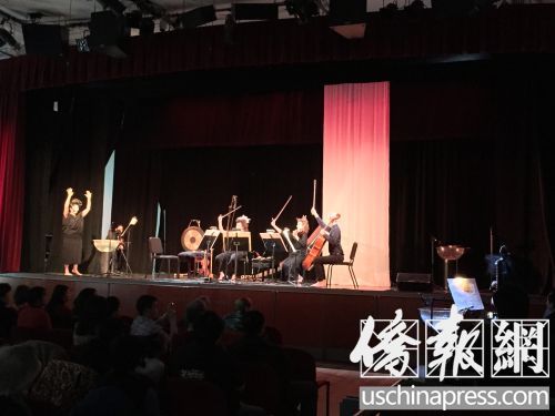 中国侨网法拉盛市政厅文化艺术中心于8日上演音乐家谭盾的名作《鬼戏》。(美国《侨报》/孙璎姝 摄)