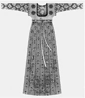 中国侨网唐代袒领套衫半臂及襦裙穿戴图。这件衣服的领口开得很低，像现在欧美礼服的风格，可见当时社会是很开放的。