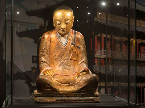 中国侨网2014年2月至8月在荷兰德伦特博物馆展出的章公祖师佛像。(匈牙利欧洲华通社)