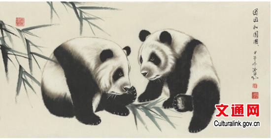 中国侨网熊猫画。