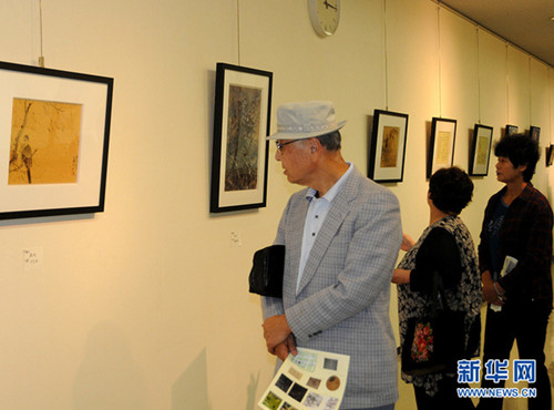 日本参观者专注观赏展品(新华社记者马兴华摄)