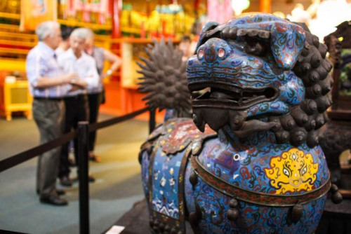 金龙博物馆最新收入的景泰蓝铜狮。（图片来源：澳洲网）