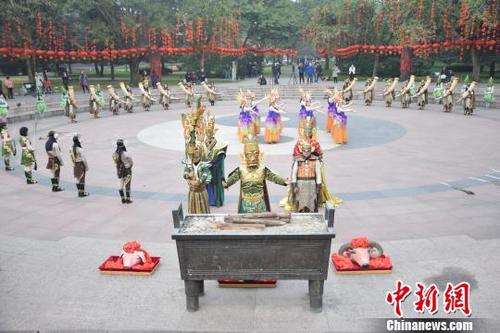 中国侨网大祭祀仪式彩排现场。　钟欣　摄