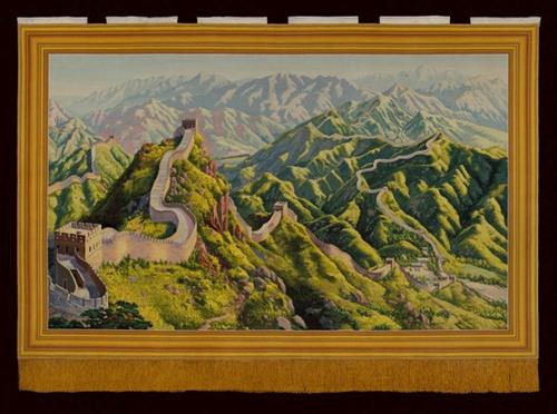 中国侨网佟育智创作的《万里长城》壁毯。(日本《中文导报》资料图)