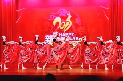 中国侨网2017新加坡“欢乐春节”活动中,杭州艺术学校演出场景。(资料图)