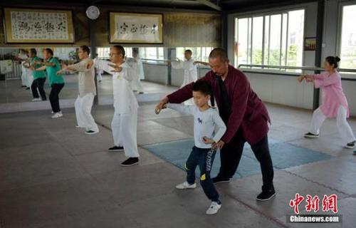 中国侨网陈氏太极拳黎门掌门：中国武术可打人也可养人。（中新社记者 刘忠俊 摄）