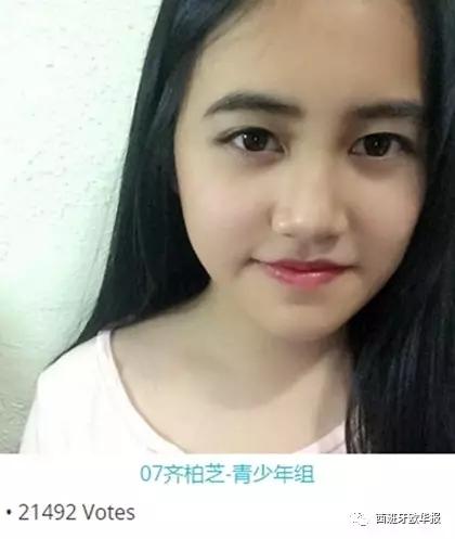 中国侨网网络人气第一名：青少年组齐柏芝。(西班牙《欧华报》)