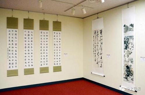 中国侨网展览现场。(日本《中文导报》)