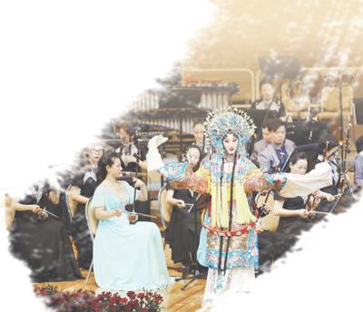 中国侨网 “北京之夜”音乐会上,京剧表演艺术家窦晓璇表演京剧《梨花颂》一折。 本报记者 王斯雨摄