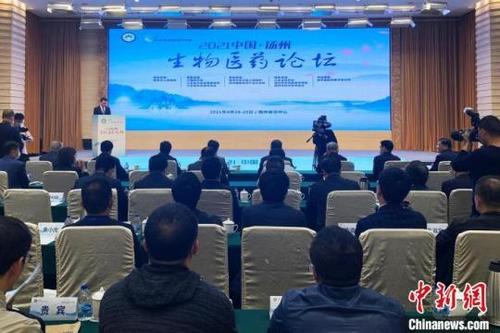 中国侨网25日，2021中国·扬州生物医药论坛开幕。　崔佳明　摄