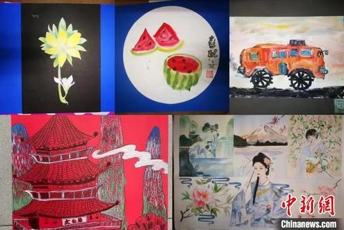 中国侨网参加日本伊势崎市2021国际儿童画展的作品。　马鞍山市外办供图