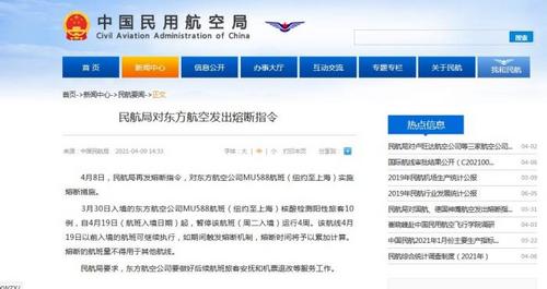 中国侨网民航局网站截图