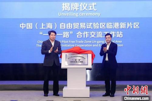 中国（上海）自由贸易试验区临港新片区“一带一路”合作交流工作站揭牌成立。　上海市侨联供图