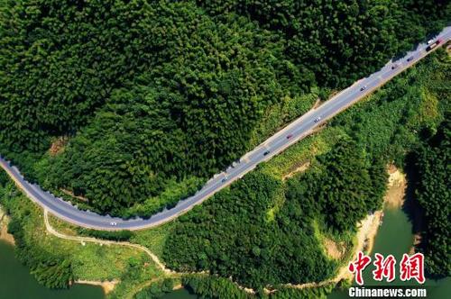 中国侨网8月16日，无人机航拍下的江西省萍乡市芦万武旅游公路。　刘占昆　摄