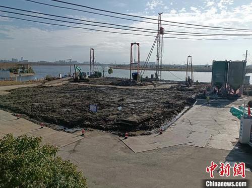 中国侨网小西坝泵站工程建设现场。　方舟供图