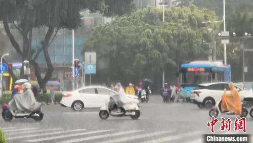 中国侨网图为民众在风雨中行驶。 陈沿佑 摄