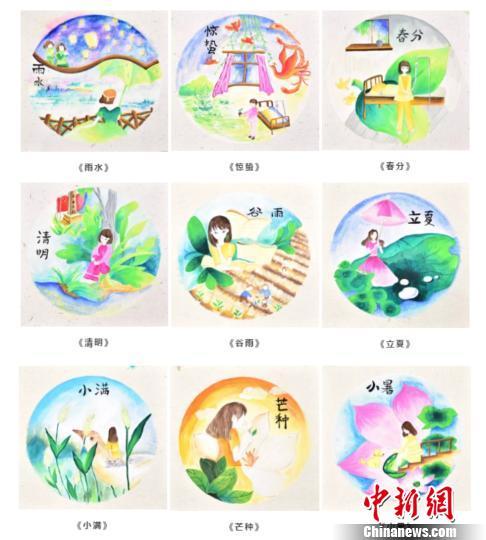 中国侨网图为：苏轩奕画的二十四节气图。受访者供图